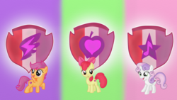 Size: 1366x768 | Tagged: safe, artist:sparklelight3, apple bloom, scootaloo, sweetie belle, g4, cutie mark, cutie mark crusaders, the cmc's cutie marks
