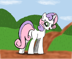 Size: 982x812 | Tagged: safe, artist:sstories, sweetie belle, g4, butt, female, open mouth, plot, sketch, solo