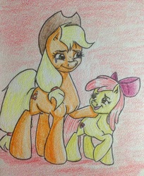 Size: 2359x2897 | Tagged: safe, artist:artbyponypony, apple bloom, applejack, g4, cutie mark, high res, sisters, the cmc's cutie marks, traditional art