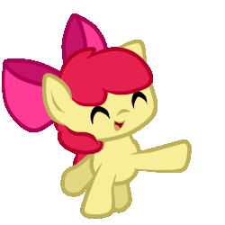 Size: 500x500 | Tagged: safe, artist:arielsbx, apple bloom, earth pony, pony, g4, adorabloom, animated, bow, cute, dancing, eyes closed, female, filly, hair bow, open mouth, simple background, smiling, solo, transparent background