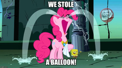 Size: 800x449 | Tagged: safe, edit, edited screencap, screencap, pinkie pie, earth pony, pony, friendship is magic, g4, castle of the royal pony sisters, crying, element of laughter, female, handkerchief, image macro, life of crime, male, mare, meme, ocular gushers, pinkie cry, spongebob squarepants, spongebob squarepants (character), tissue, trollface