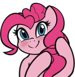 Size: 1044x1064 | Tagged: safe, artist:furrgroup, pinkie pie, earth pony, pony, g4, blushing, female, looking at you, mare, simple background, smiling, solo, white background