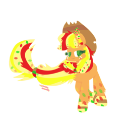 Size: 1008x1008 | Tagged: safe, artist:vanillaswirl6, applejack, earth pony, pony, g4, female, rainbow power, simple background, solo, transparent background