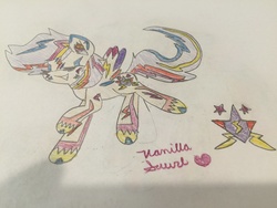 Size: 1024x768 | Tagged: safe, artist:vanillaswirl6, scootaloo, pony, g4, female, rainbow power, rainbow power-ified, solo, traditional art