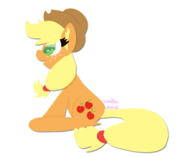 Size: 1152x1008 | Tagged: safe, artist:vanillaswirl6, applejack, earth pony, pony, g4, female, open mouth, simple background, solo, transparent background