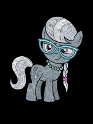 Size: 768x1024 | Tagged: safe, artist:mattdrawsponies, silver spoon, g4, black background, female, glasses, necklace, simple background, solo