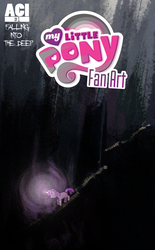 Size: 768x1240 | Tagged: safe, artist:ciyunhe, part of a set, twilight sparkle, comic:falling into the deep, g4, chinese, comic, comic cover, female, glowing horn, horn, lineless, manhua, solo, stairs