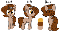 Size: 1280x640 | Tagged: safe, artist:tjpones, oc, oc only, oc:brownie bun, earth pony, pony, horse wife, brownie butt, butt, cheek fluff, chest fluff, ear fluff, looking at you, plot, reference sheet, simple background, smiling, solo, white background