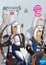 Size: 1600x2263 | Tagged: safe, artist:angelpony99, applejack, human, g4, arrow, assassin, assassin's creed, bow (weapon), bow and arrow, connor kenway, crossover, humanized