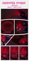 Size: 1919x3965 | Tagged: safe, artist:estories, oc, oc only, oc:penumbra, alicorn, pony, comic:find yourself, comic, crystal, crystal horn, glowing, glowing eyes, glowing horn, hirudo, horn
