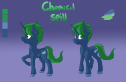 Size: 3400x2200 | Tagged: safe, artist:swiftsketchpone, oc, oc only, oc:chemical spill, pony, unicorn, high res, reference sheet, solo