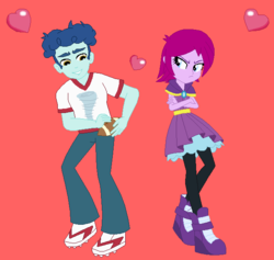 Size: 630x596 | Tagged: safe, artist:themunksandtheetts, curly winds, fuchsia blush, equestria girls, g4, background human, curlyblush, female, male, shipping, straight