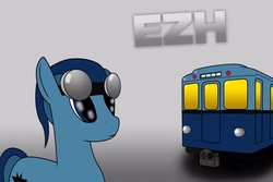Size: 1140x760 | Tagged: safe, artist:subway777, goggles, ponified, solo, train