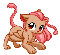 Size: 538x495 | Tagged: safe, artist:cloureed, oc, oc only, oc:squiggles, manticore, :3, art trade, cute, female, paws, simple background, smiling, solo, transparent background