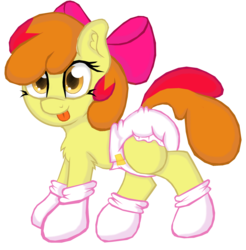 Size: 2113x2146 | Tagged: safe, artist:cuddlelamb, apple bloom, g4, clothes, diaper, female, high res, non-baby in diaper, poofy diaper, socks, solo