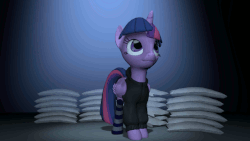 Size: 640x360 | Tagged: safe, artist:pacificpenguin, twilight sparkle, alicorn, pony, g4, 3d, animated, clothes, cute, female, hoodie, levitation, magic, mare, smiling, socks, solo, source filmmaker, striped socks, telekinesis, twilight sparkle (alicorn)