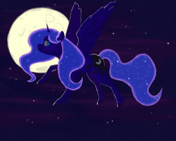 Size: 1920x1536 | Tagged: safe, artist:drawerproyeah, princess luna, g4, eyes closed, female, flying, full moon, moon, night, night sky, sky, solo, starry night