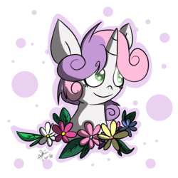 Size: 1070x1070 | Tagged: safe, artist:daisy-dictator, sweetie belle, g4, female, flower, simple background, solo, transparent background