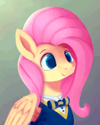 Size: 444x558 | Tagged: safe, artist:rodrigues404, fluttershy, pegasus, pony, g4, :o, animated, blinking, clothes, cute, eyes closed, female, headbob, mare, open mouth, ponytones outfit, shyabetes, singing, sitting, smiling, solo, spread wings, sweater, sweatershy