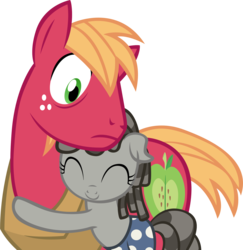 Size: 1845x1898 | Tagged: safe, artist:badumsquish, big macintosh, smarty pants, earth pony, pony, g4, badumsquish is trying to murder us, badumsquish strikes again, cute, eyes closed, filly, floppy ears, hug, it begins, macabetes, male, ponified, shocked, show accurate, smartymac, smiling, stallion, weapons-grade cute, wide eyes