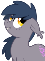Size: 2409x3267 | Tagged: safe, artist:smlahyee, derpibooru exclusive, oc, oc only, bat pony, wingless bat pony, bat pony oc, ear fluff, high res, looking up, portrait, show accurate, solo, wingless