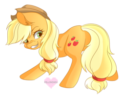 Size: 1717x1350 | Tagged: safe, artist:pillonchou, applejack, g4, applebutt, butt, female, looking back, plot, simple background, solo, transparent background