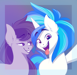 Size: 920x900 | Tagged: safe, artist:ecoelus, dj pon-3, octavia melody, vinyl scratch, g4, selfie, smiling, tongue out