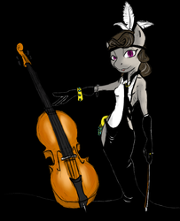 Size: 607x747 | Tagged: safe, artist:magello, octavia melody, earth pony, anthro, g4, alternate hairstyle, cello, clothes, color, dress, feather, female, musical instrument, solo