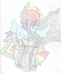 Size: 1592x1917 | Tagged: safe, artist:blackbewhite2k7, rainbow dash, g4, batman, batman begins, crossover, rainbow blitz, rule 63, sketch, solo, wip