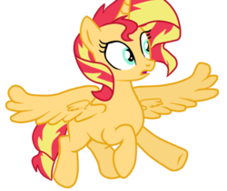 Size: 600x507 | Tagged: safe, artist:hannaspeert123, sunset shimmer, alicorn, pony, equestria girls, g4, female, race swap, shimmercorn, simple background, solo, transparent background