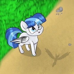 Size: 1000x1000 | Tagged: safe, artist:chibadeer, oc, oc only, oc:rainy, pegasus, pony, looking up, male, solo, wings