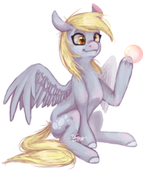 Size: 2023x2410 | Tagged: safe, artist:mayasnou, derpy hooves, pegasus, pony, g4, bubble, female, high res, mare, simple background, sitting, smiling, solo, spread wings