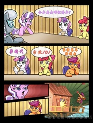 Size: 775x1024 | Tagged: safe, artist:vavacung, edit, apple bloom, diamond tiara, scootaloo, silver spoon, sweetie belle, g4, arin hanson face, chinese, cutie mark crusaders, defenestration, employer meme, meme, taiwan, translated in the comments, translation