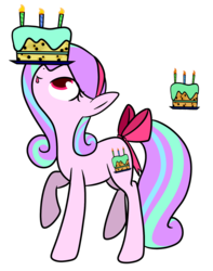 Size: 1378x1747 | Tagged: safe, artist:nintendash, oc, oc only, oc:sugar sweet, earth pony, pony, cake, food, solo