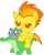 Size: 866x1082 | Tagged: safe, artist:red4567, gummy, spitfire, alligator, pegasus, pony, g4, baby, baby pony, baby spitfire, babyfire, cute, cutefire, female, filly, filly spitfire, pacifier, ponies riding gators, recolor, riding, show accurate, weapons-grade cute, younger