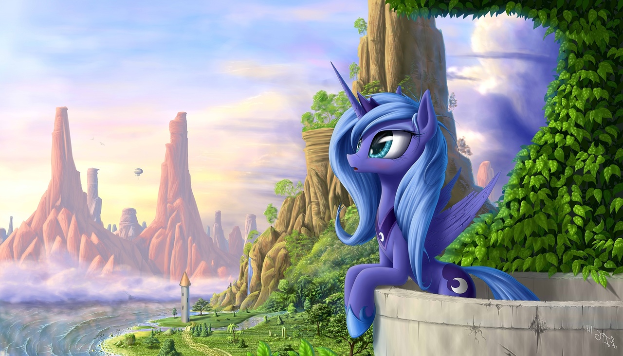 1059575 Airship Alicorn Artistzigword Balcony Blus