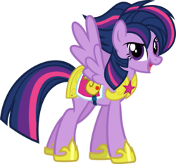 Size: 5786x5398 | Tagged: safe, artist:osipush, twilight sparkle, pegasus, pony, g4, absurd resolution, alternate gender counterpart, alternate hairstyle, alternate universe, armor, female, mare, pegasus twilight sparkle, punklight sparkle, race swap, royal guard, simple background, solo, spread wings, transparent background, vector, wings