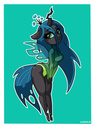 Size: 11811x15748 | Tagged: safe, artist:pitchyy, queen chrysalis, changeling, changeling queen, anthro, unguligrade anthro, g4, absurd resolution, clothes, crown, female, jewelry, looking at you, regalia, solo, sweater