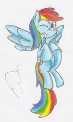 Size: 960x1600 | Tagged: safe, artist:smoking-mist, rainbow dash, g4, female, flying, solo, traditional art
