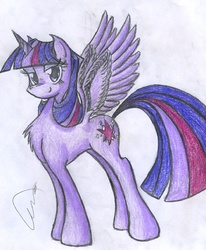 Size: 752x912 | Tagged: safe, artist:smoking-mist, twilight sparkle, alicorn, pony, g4, chest fluff, female, mare, solo, traditional art, twilight sparkle (alicorn)