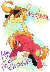 Size: 550x780 | Tagged: safe, artist:akira bano, big macintosh, braeburn, earth pony, pony, g4, male, misleading thumbnail, stallion