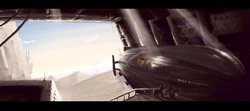 Size: 1500x664 | Tagged: safe, artist:wraith11, airship, canterlot, hangar