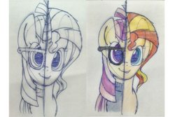 Size: 1718x1147 | Tagged: safe, artist:twipiedash, moondancer, sunset shimmer, pony, unicorn, g4, glasses