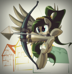 Size: 1086x1108 | Tagged: safe, artist:ruhisu, oc, oc only, oc:nova, archery, arrow, bow (weapon), bow and arrow, dexterous hooves