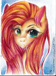 Size: 1024x1389 | Tagged: safe, artist:yioyio, fluttershy, g4, bust, female, looking at you, solo, traditional art