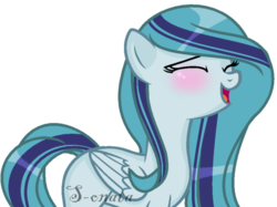 Size: 600x449 | Tagged: safe, artist:s-prinkies, sonata dusk, pegasus, pony, equestria girls, g4, blank flank, blushing, cute, equestria girls ponified, eyes closed, female, happy, ponified, simple background, solo, sonatabetes, transparent background