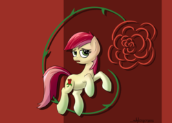 Size: 1024x733 | Tagged: safe, artist:shikogo, roseluck, earth pony, pony, g4, female, flower, mare, rose, solo