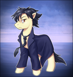 Size: 1280x1337 | Tagged: safe, artist:nauth, anime, clothes, commission, fate/stay night, fate/zero, kiritsugu emiya, ponified, trenchcoat