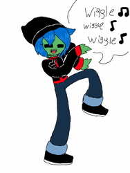 Size: 960x1280 | Tagged: safe, artist:chillywilly, oc, oc only, oc:chilly willy, equestria girls, g4, beanie, dancing, earbuds, hat, music player, singing