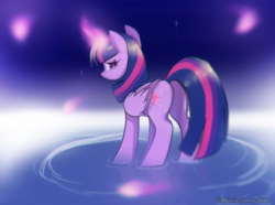 Size: 969x722 | Tagged: dead source, safe, artist:akivia-jones-404, twilight sparkle, alicorn, pony, g4, crying, female, looking at you, looking back, mare, rear view, solo, twilight sparkle (alicorn)